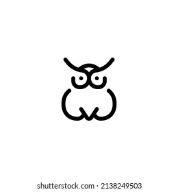 wisdom wildlife owl animal Outline Icon, Logo, and illustration Vector
