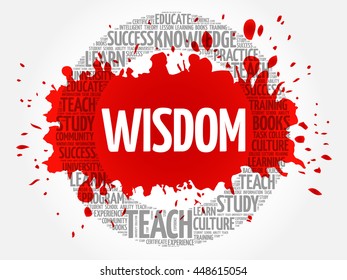 Wisdom word cloud collage, education concept background