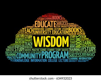 Wisdom word cloud collage, education concept background