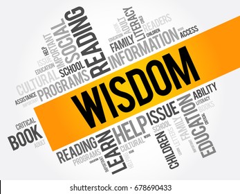 Wisdom word cloud collage, education concept background