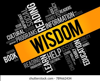 Wisdom word cloud collage, education concept background