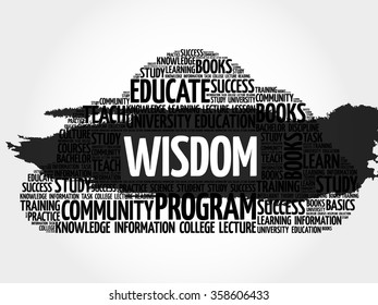 Wisdom word cloud, education concept