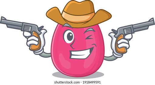 Ein kluger Cowboy aus Schminkschwamm Cartoon Design mit Gewehren. Vektorgrafik