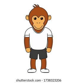 Wise dressed monkey cartoon vector. Animal print illustration isolated on white.