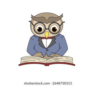 A wise and friendly anthropomorphic owl acts as a school teacher in various classroom situations.