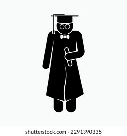 Wise Icon. Wisdom, Professor. Fresh Graduate Symbol. 