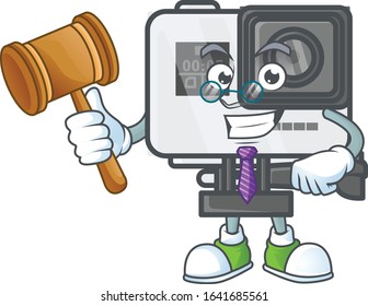 A wise Judge action camera in comic strip character design