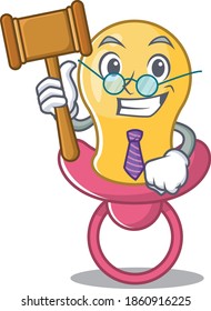 A wise judge of baby pacifier mascot design wearing glasses