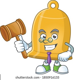 A wise Judge bell cartoon mascot design wearing glasses. Vector illustration