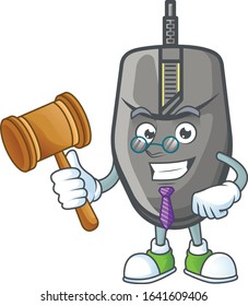 A wise Judge black mouse in comic strip character design