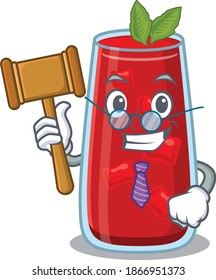 A wise judge of bloody mary cocktail mascot design wearing glasses