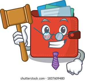 A wise judge of card wallet mascot design wearing glasses