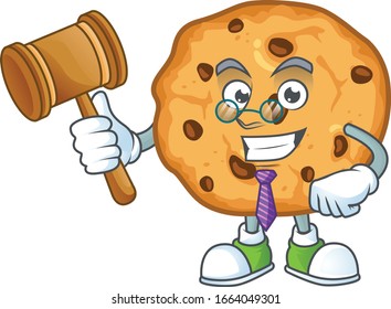 A wise Judge chocolate chips cookies in comic strip character design