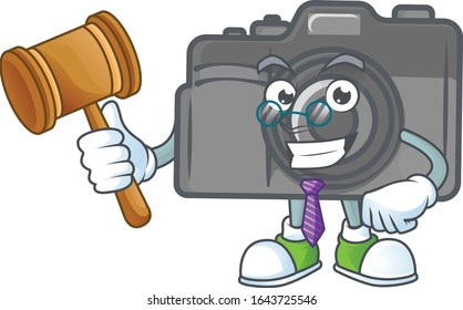 A wise Judge digital camera in comic strip character design