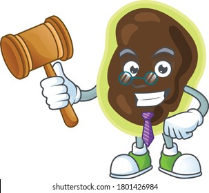 A wise Judge firmicutes cartoon mascot design wearing glasses. Vector illustration