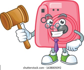 A wise Judge instan camera in comic strip character design