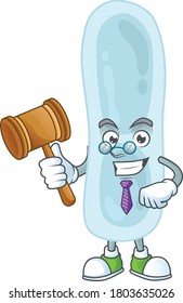 A wise Judge klebsiella pneumoniae cartoon mascot design wearing glasses. Vector illustration