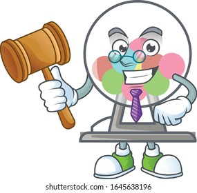 A wise Judge lottery machine ball in comic strip character design