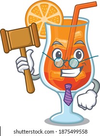 A wise judge of mai tai cocktail mascot design wearing glasses