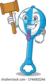 A wise judge of rattle toy mascot design wearing glasses
