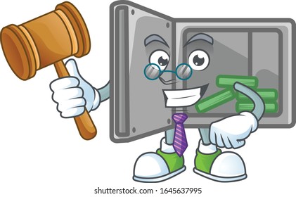 A wise Judge security box open in comic strip character design