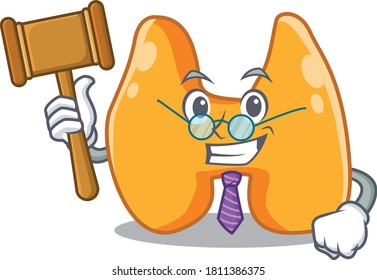 Ein weiser Richter am Schilddrüsenmaskottdesign mit Brille