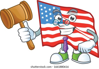 A wise Judge USA flag in comic strip character design