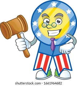 A wise Judge USA medal in comic strip character design