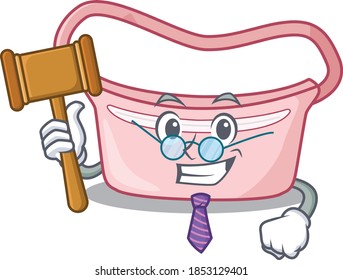 A wise judge of women waist bag mascot design wearing glasses