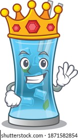 A Wise King of blue hawai cocktail mascot design style with gold crown