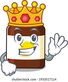 A Wise King of bottle vitamin c mascot design style with gold crown