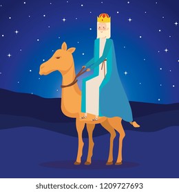 wise king in camel manger character