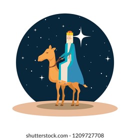 wise king in camel manger character