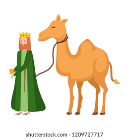 wise king with camel manger character