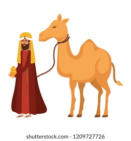 wise king with camel manger character