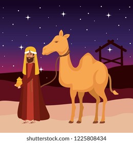 wise king with camel manger characters