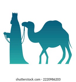 wise king with camel nativity silhouette icon