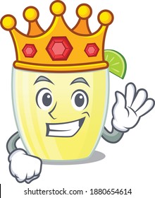 A Wise King of daiquiri cocktail mascot design style with gold crown