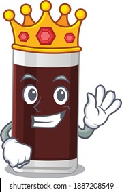 A Wise King of glass of chocolate mascot design style with gold crown. Vector illustration