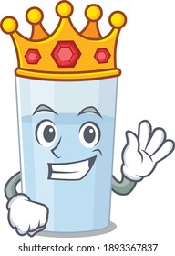 A Wise King of glass of water mascot design style with gold crown. Vector illustration