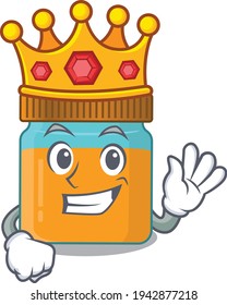 A Wise King of honey jar mascot design style with gold crown