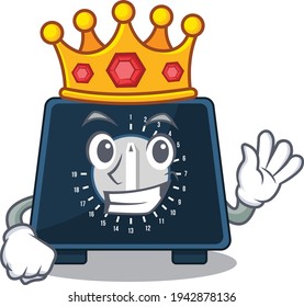 A Wise King of kitchen timer mascot design style with gold crown