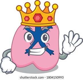 A Wise King lung mascot design with gold crown