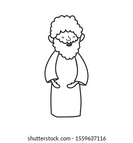 wise king manger nativity, merry christmas vector illustration thick line
