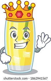 A Wise King of pina colada cocktail mascot design style with gold crown