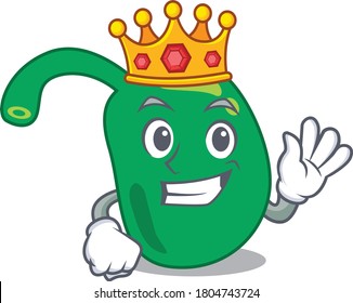 Un Rey sabio de diseño de mascota de piña con corona dorada