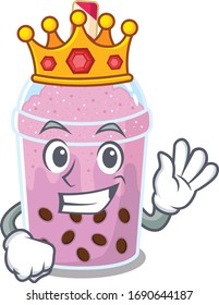 A Wise King of taro bubble tea mascot design style