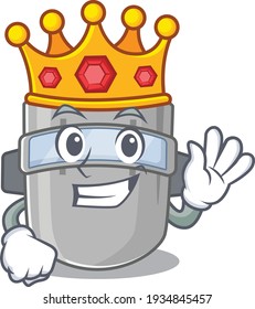 Un rey sabio de mascarilla de soldadura estilo de diseño de mascota con corona dorada