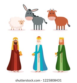 wise kings and animals manger characters