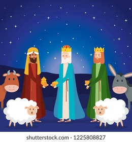 wise kings and animals manger characters